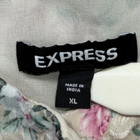 Express Babydoll Top XL Floral Lined Adjustable Straps Boho Ruffle Cottagecore - Picture 2 of 8